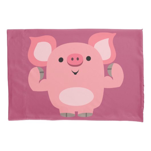 Cute Muscled Cartoon Pig Kussensloop (Voorkant)