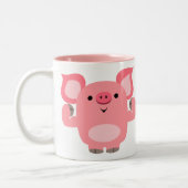Cute Muscled Cartoon Pig Tweekleurige Koffiemok (Links)