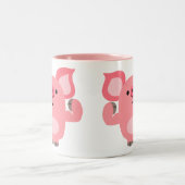 Cute Muscled Cartoon Pig Tweekleurige Koffiemok (Center)