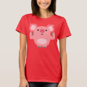 Cute Muscled Cartoon Pig Women T-Shirt (Voorkant)