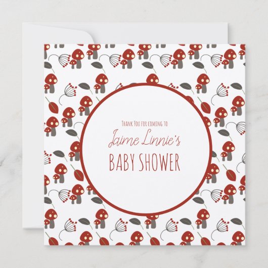 Cute Mushroom Baby shower Garden Forest Hartelijk Bedankkaart (Voorkant)