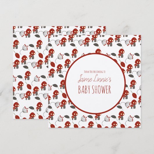 Cute Mushroom Baby shower Garden Forest Hartelijk  Bedankkaart (Voorkant / Achterkant)