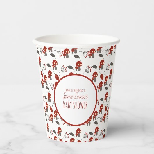 Cute Mushroom Baby shower Garden Forest Hartelijk  Papieren Bekers (Voorkant)
