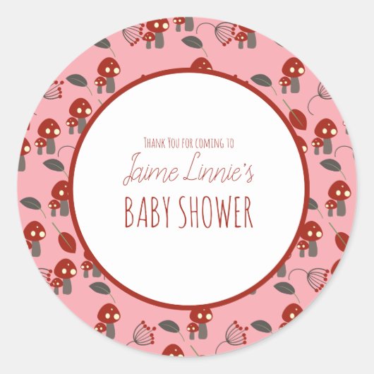 Cute Mushroom Baby shower Garden Forest Hartelijk  Ronde Sticker (Voorkant)
