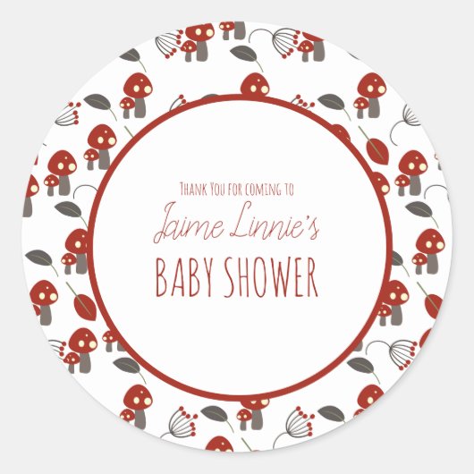 Cute Mushroom Baby shower Garden Forest Hartelijk  Ronde Sticker (Voorkant)