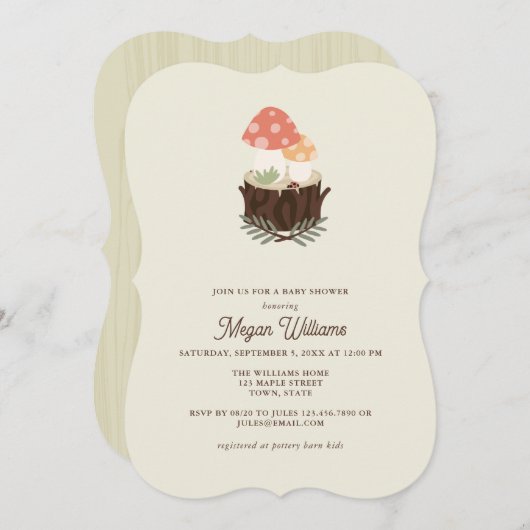 Cute Mushroom Baby shower Invitation Kaart (Voorkant / Achterkant)