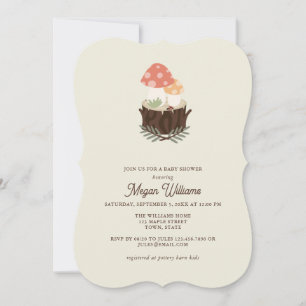 Cute Mushroom Baby shower Invitation Kaart