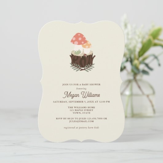 Cute Mushroom Baby shower Invitation Kaart (Staand voorkant)