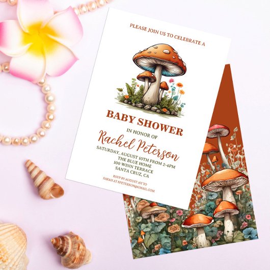 Cute Mushroom Baby shower Invitation Kaart