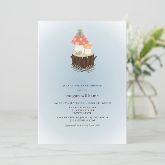 Cute Mushroom Baby shower Invitation Kaart (Staand voorkant)