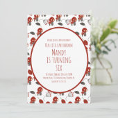 Cute Mushroom Birthday Party Garden Red Kaart (Staand voorkant)