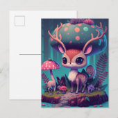 Cute Mushroom Deer Fantasy Art Briefkaart (Voorkant / Achterkant)