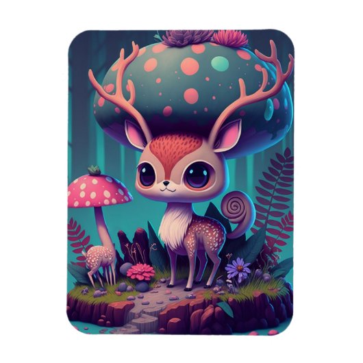 Cute Mushroom Deer Fantasy Art Magnet Magneet (Verticaal)