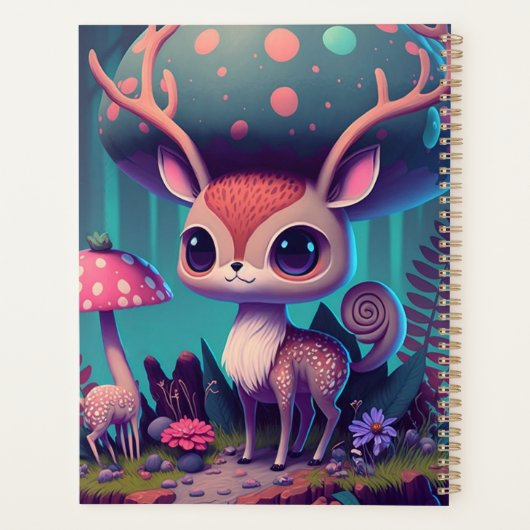 Cute Mushroom Deer Fantasy Art Planner (Achterkant)