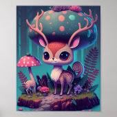 Cute Mushroom Deer Fantasy Art Poster (Voorkant)
