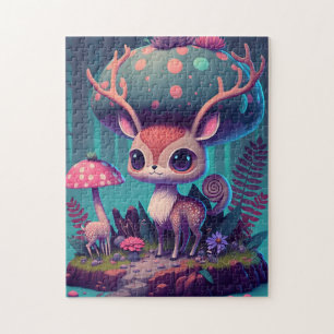 Cute Mushroom Deer Fantasy Art Puzzle Legpuzzel