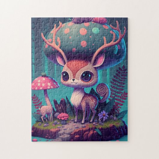 Cute Mushroom Deer Fantasy Art Puzzle Legpuzzel (Verticaal)