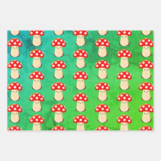 Cute Mushroom Drawing Pattern Inpakpapier Vel (Voorkant 2)
