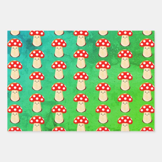 Cute Mushroom Drawing Pattern Inpakpapier Vel (Voorkant)
