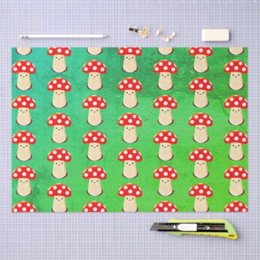 Cute Mushroom Drawing Pattern Tissuepapier (Craft)
