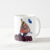 Cute Mushroom Fairy and Butterfly with Hollyhock Koffiemok (Voorkant rechts)