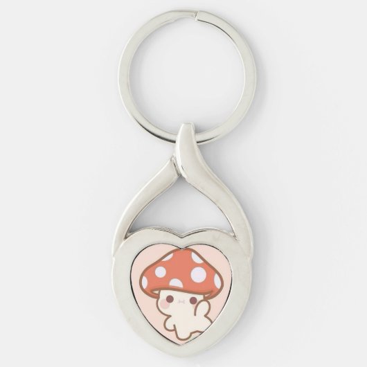 cute mushroom ghost keychain (Voorkant)