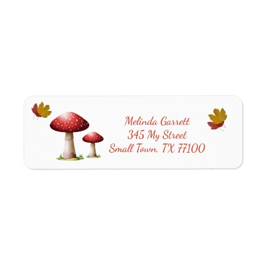 Cute Mushroom Herfst Thanksgiving Aangepast adres Etiket (Voorkant)