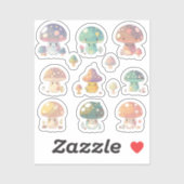 Cute Mushroom Holographic Pack Sticker (Vel)