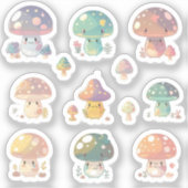 Cute Mushroom Holographic Pack Sticker (Voorkant)