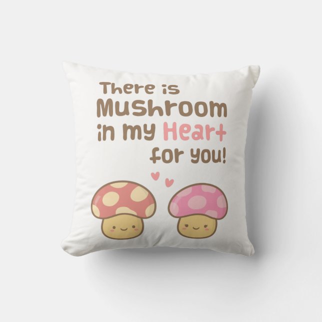 Cute Mushroom in mijn hart voor je zoete liefde Kussen (Voorkant)