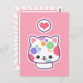 Cute Mushroom Kat Briefkaart (Voorkant / Achterkant)