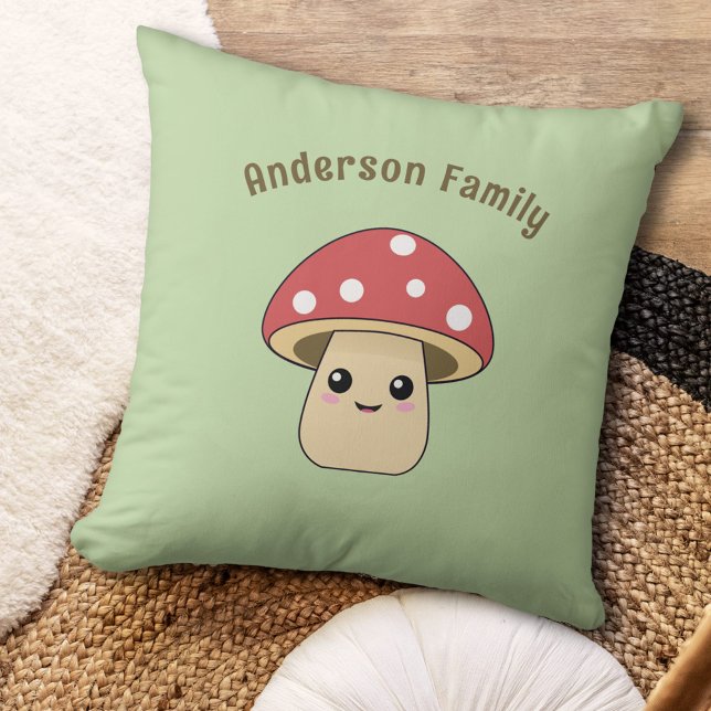 Cute Mushroom Kussen (Cute Mushroom Green Pillow)
