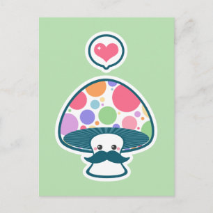 Cute Mushroom met Mustache Briefkaart