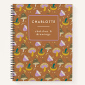 Cute Mushroom Pattern Autumn Gold Personalized Notitieboek (Voorkant)