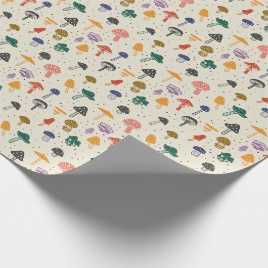 Cute Mushroom Pattern Modern Trendy Style Cadeaupapier (Hoek)