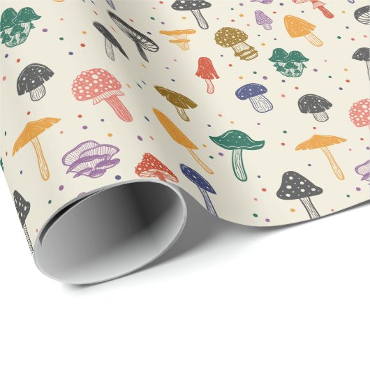 Cute Mushroom Pattern Modern Trendy Style Cadeaupapier (Rol Hoek)