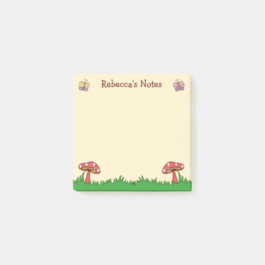 Cute Mushroom Toadstool Personalized Post-it® Notes (Voorkant)