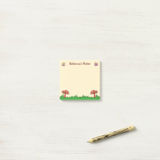 Cute Mushroom Toadstool Personalized Post-it® Notes (Op bureau)