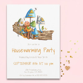 Cute Mushroom Village Illustration Housewarming Kaart