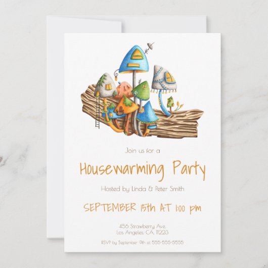 Cute Mushroom Village Illustration Housewarming Kaart (Voorkant)