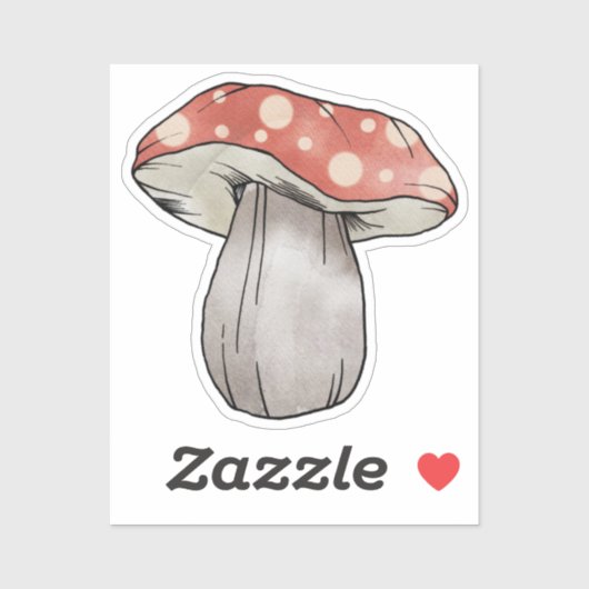 Cute Mushroom Waterverf Illustratie Red Sticker (Vel)