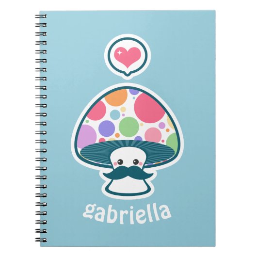 Cute Mushroom with Mustache Notitieboek (Voorkant)