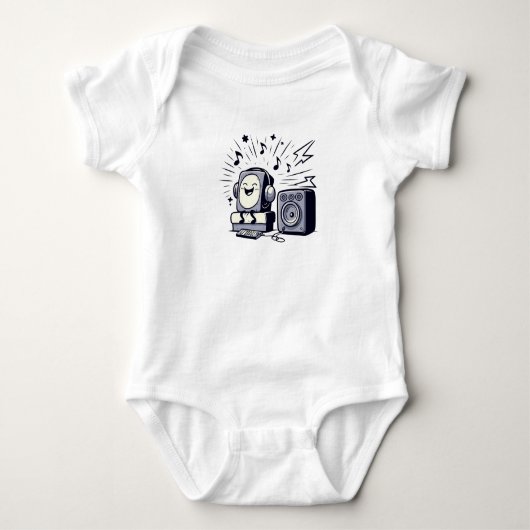 Cute Music Lover – Adorable Cartoon Baby Bodysuit (Voorkant)