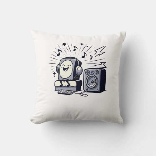 Cute Music Lover – Fun Cartoon Music Pillow Kussen (Voorkant)