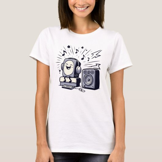 Cute Music Lover: Fun Cartoon T-Shirt Design (Voorkant)