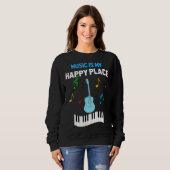 Cute Music Musician Tees  Music Is My Happy Place (Voorkant volledig)