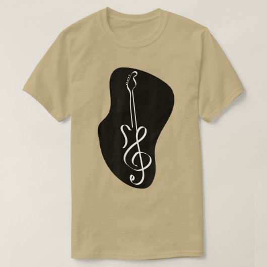 Cute Music Note Guitar ShapedBlack en White T-shirt (Design voorkant)