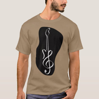 Cute Music Note Guitar ShapedBlack en White T-shirt