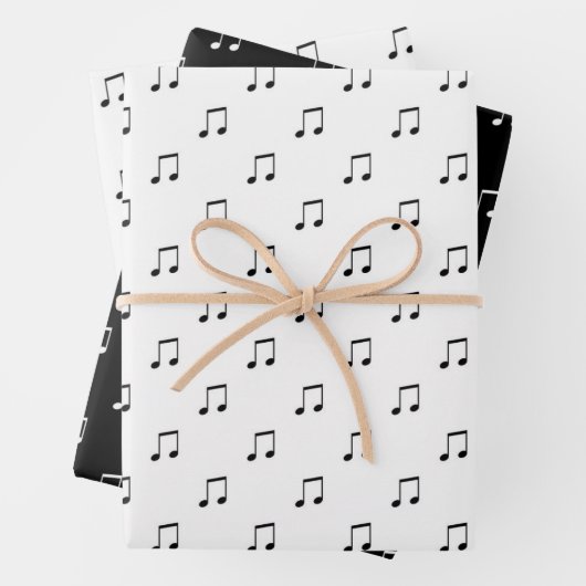 Cute Music Note Pattern Black and White Inpakpapier Vel (In situ)