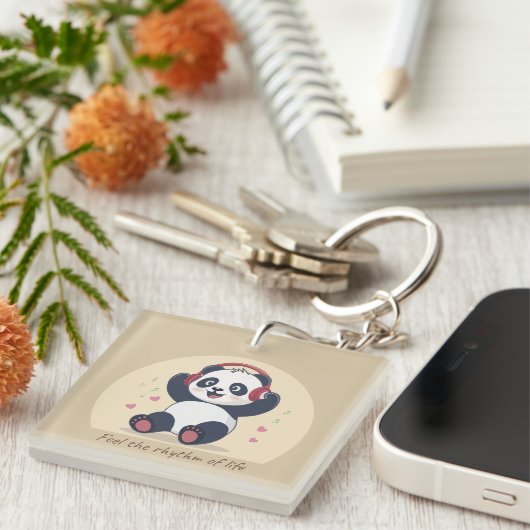 Cute Music Panda Sleutelhanger (Voorkant Rechts)